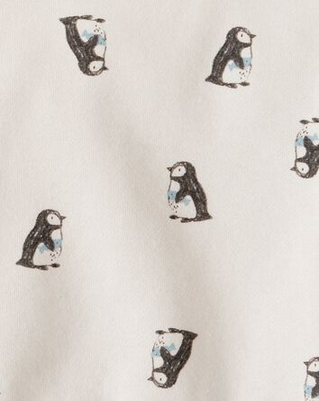 Baby Boy DayDream Fleece Penguin Print Sweatshirt - Cream, 