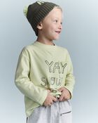 Toddler Snow Ball Fight!' Long-Sleeve Pocket Relaxed Graphic Tee - Lime, image 5 of 6 slides