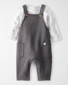 Baby 2-Piece Organic Cotton Overall Set in Bear Print, image 1 of 7 slides