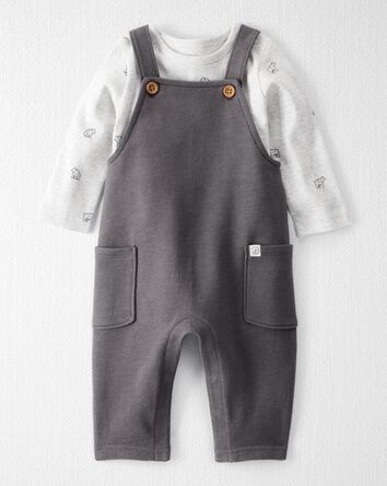Baby 2-Piece Organic Cotton Overall Set in Bear Print, 