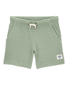 Toddler 2-Piece Waffle Knit Hooded Pullover & Drawsting Shorts Set - Green, image 4 of 9 slides