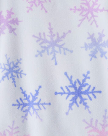 Girls Snowflake Print Fleece Long-Sleeve Loose Fit Night Gown - Blue, 
