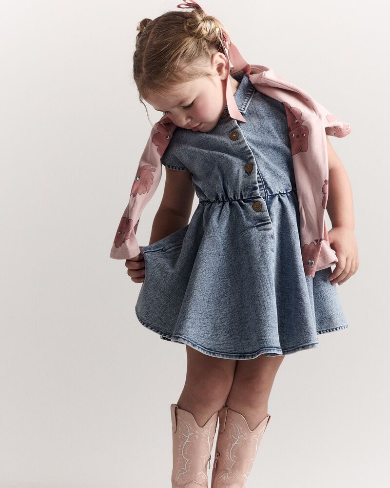 Toddler Girl Avenue Twirl&trade; Dress in Denim - Blue, image 1 of 8 slides