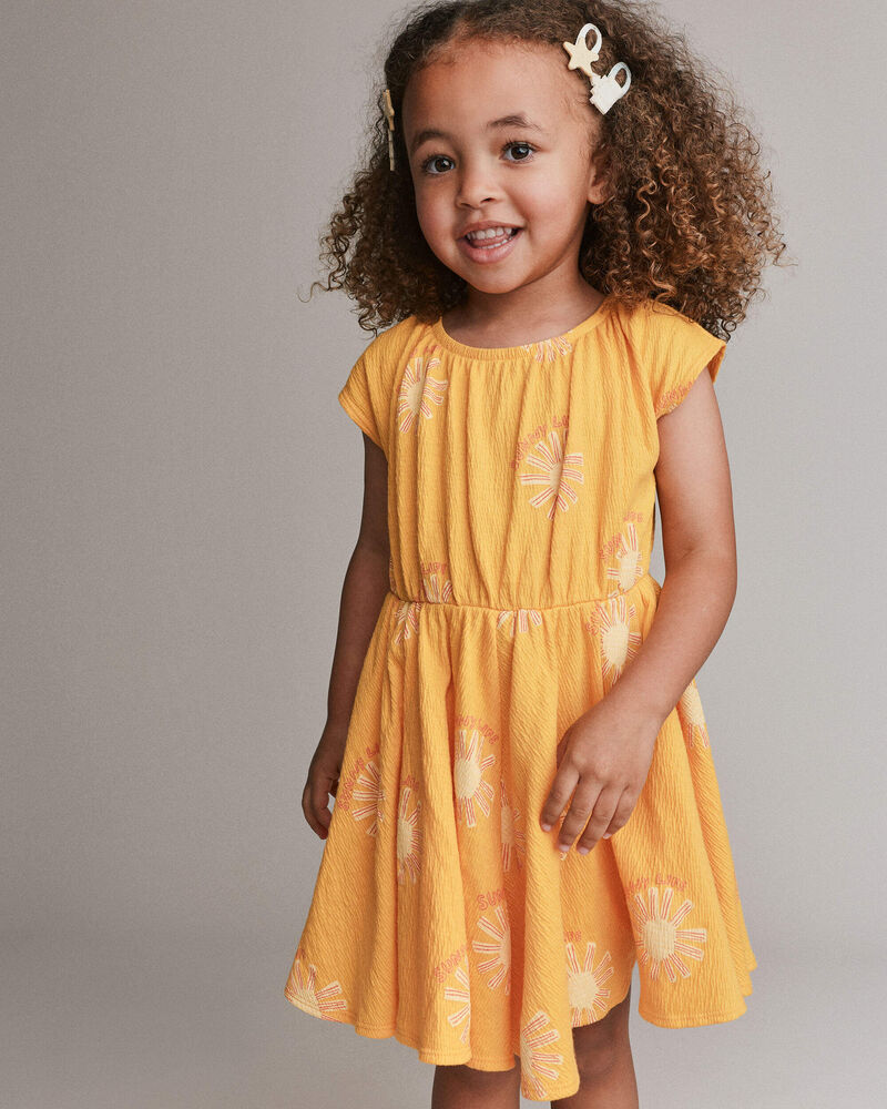 Toddler Girl Avenue Twirl&trade; Dress in Sunny Life Print - Golden Yellow, image 1 of 6 slides