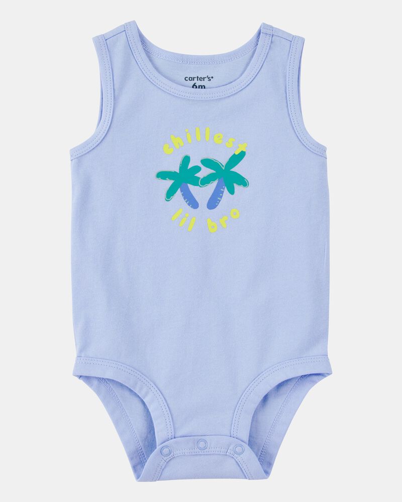 Baby Chillest Lil Bro Sleeveless Bodysuit - Blue, image 1 of 3 slides