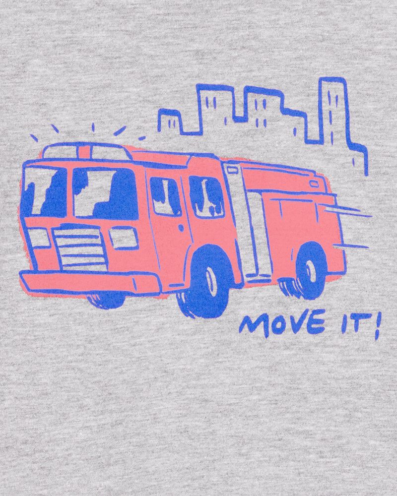 Toddler Firetruck Short-Sleeve Graphic Tee - Grey, image 2 of 3 slides