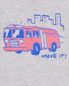 Toddler Firetruck Short-Sleeve Graphic Tee - Grey, image 2 of 3 slides