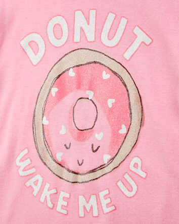 Girls 4-Piece Donut Wake Me Up 100% Snug Fit Cotton Pajamas, 