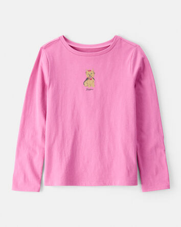 Girls Dog Long-Sleeve Graphic Tee - Pink, 