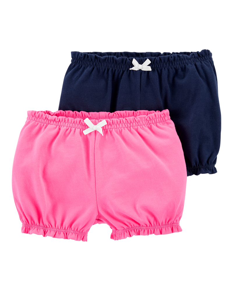 Baby Girl 2-Pack Bubble Shorts - Pink/Navy, image 1 of 4 slides