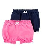 Baby Girl 2-Pack Bubble Shorts - Pink/Navy, image 1 of 4 slides