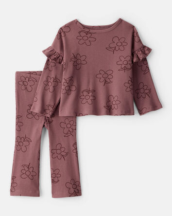 Baby Girl 2-Piece Floral Cotton Long-Sleeve Tee & Pant Set - Pink, 