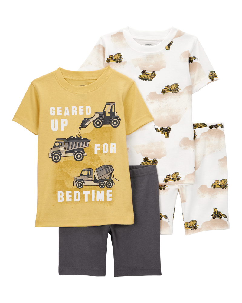 Toddler Construction Print Snug Fit Cotton 4-Piece Pajamas, image 1 of 4 slides