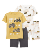 Toddler Construction Print Snug Fit Cotton 4-Piece Pajamas, image 1 of 4 slides