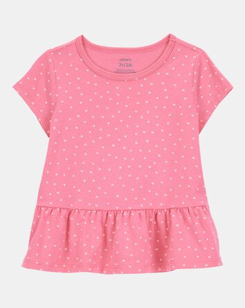 Toddler Girl Hearts Peplum Short-Sleeve Tee - Pink, 