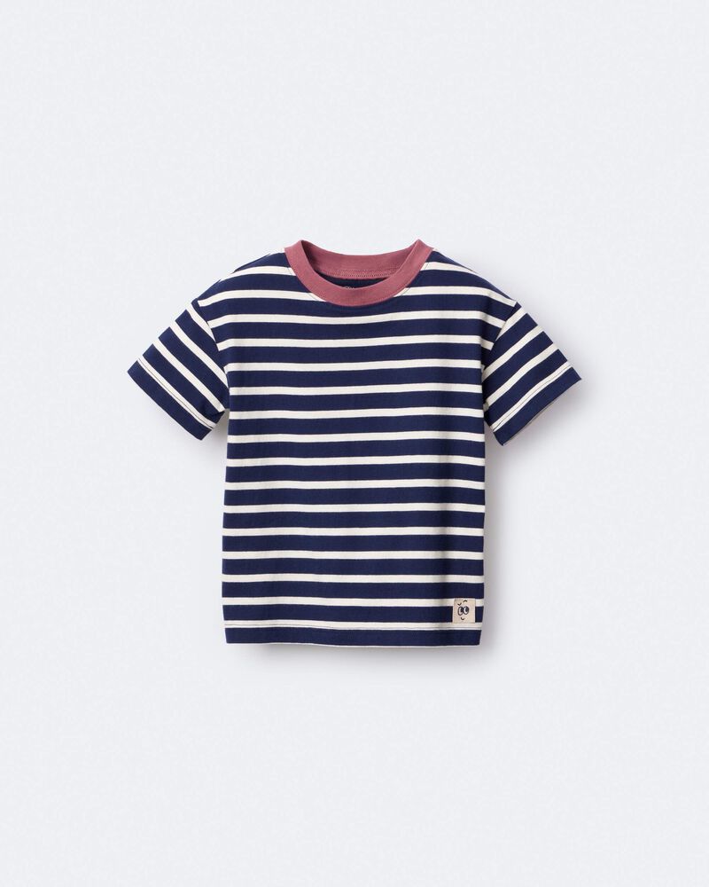 Toddler Striped Short-Sleeve Relaxed Subway Tee - Navy, image 2 of 6 slides