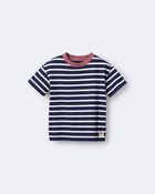 Toddler Striped Short-Sleeve Relaxed Subway Tee - Navy, image 2 of 6 slides