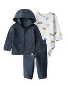 Baby Boy 3-Piece Football Print Bodysuit, Hoodie & Pull-On Pants Set - Navy, image 1 of 9 slides