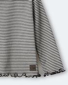 Toddler Girl Striped Ruffle Edge Long-Sleeve Top - Dark Grey/Ivory, image 6 of 6 slides