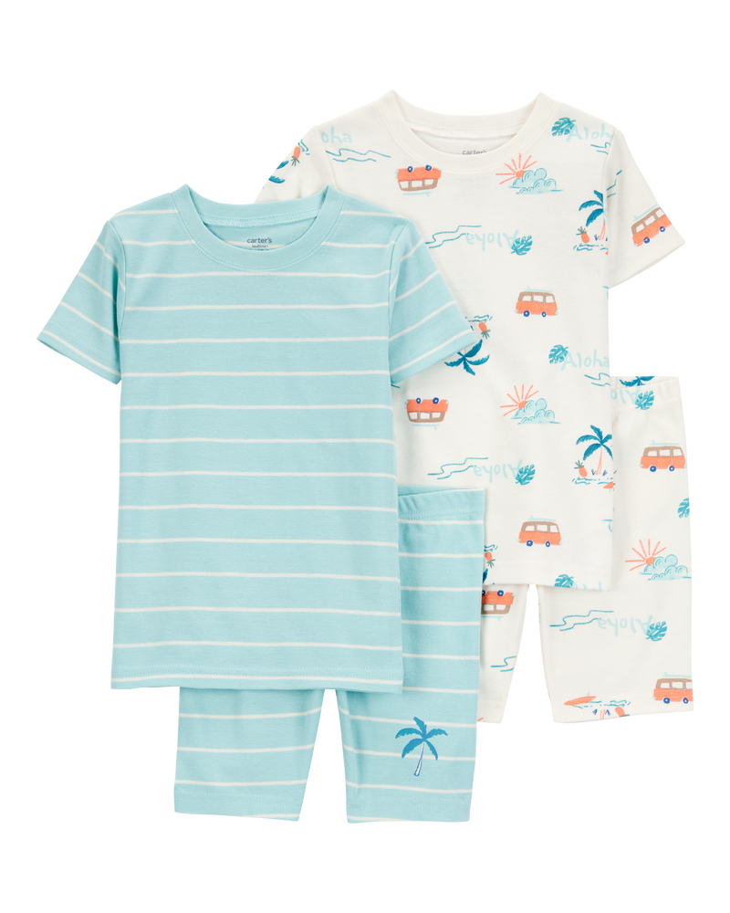 Baby Palm Tree Print Snug Fit 4-Piece Pajamas, image 1 of 4 slides