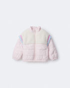 Toddler Girl Colorblock Zip-Up Jacket - Light Pink/Cream, image 2 of 9 slides