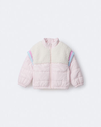 Toddler Girl Colorblock Zip-Up Jacket - Light Pink/Cream, 