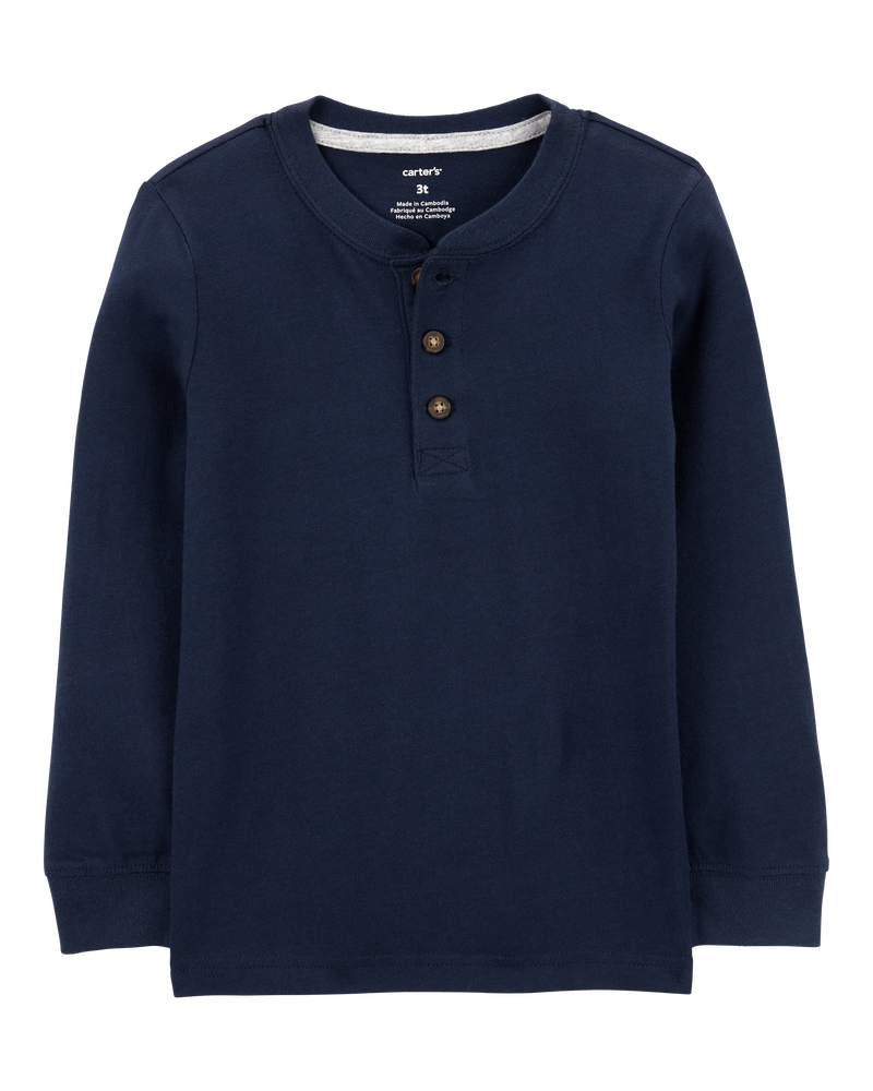 Toddler Boy Long-Sleeve Henley Tee - Navy, image 1 of 3 slides