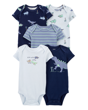 Baby 5-Pack Dinosaur Short-Sleeve Bodysuits, 