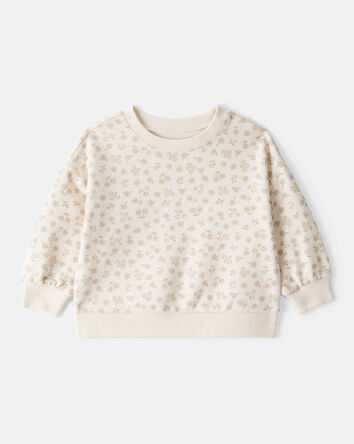 Baby Girl Floral Print French Terry Long-Sleeve Pullover Sweatshirt - Ivory, 