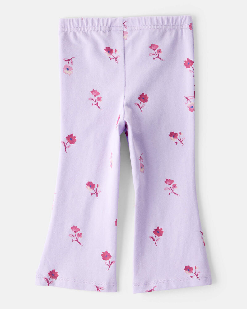 Baby Girl 2-Piece Floral Long-Sleeve Top & Flared Leggings Set - Purple, image 4 of 5 slides