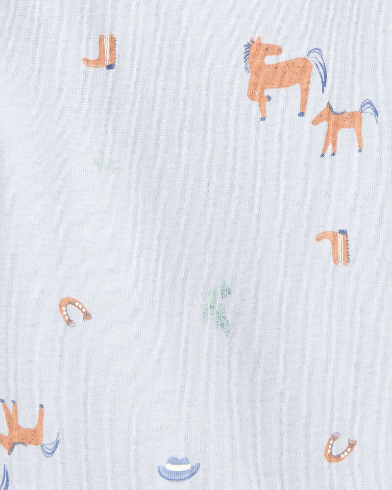 Baby Boy 5-Pack Cowboy Print Cotton Multipack Bodysuits - Blue/White/Orange/Green, image 6 of 7 slides