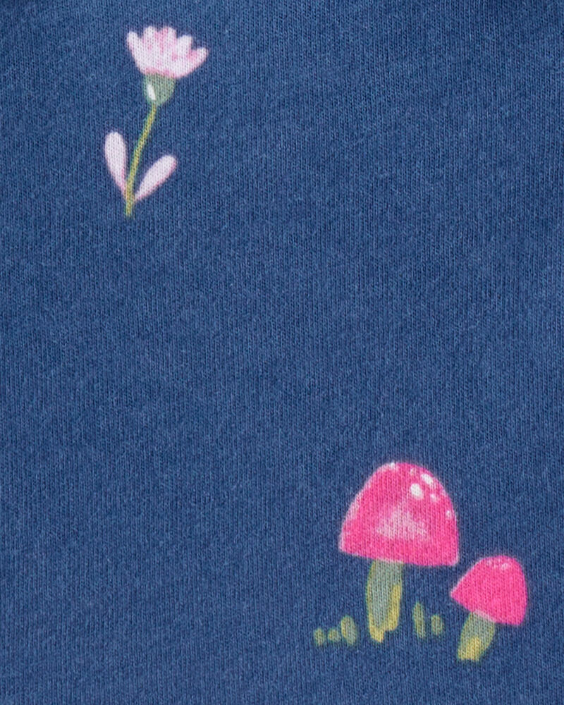 Baby Girl Mushroom Print Long-Sleeve Cotton Dress - Blue, image 3 of 4 slides