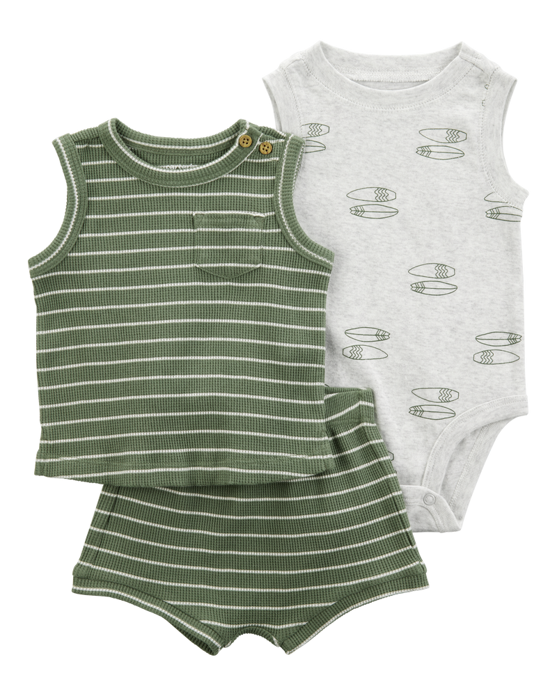 Baby Boy 3-Piece Surfboard Little Short Set, image 1 of 5 slides