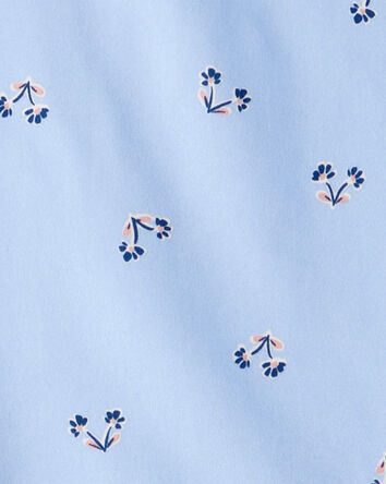 Kid 2-Piece Floral Flutter-Sleeve Pajamas - Blue, 