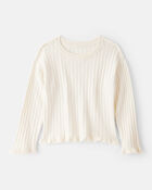 Toddler Girl Long-Sleeve Sweater - Cream, image 1 of 3 slides