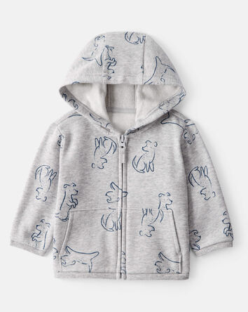 Baby Boy 2-Piece DayDream Fleece Dog Hoodie & Knit Pants Set - Grey, 
