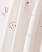 Baby Girl Painting & Coloring Print PurelySoft Long-Sleeve 2-Way Zip 1-Piece Pajamas - Ivory, image 3 of 6 slides