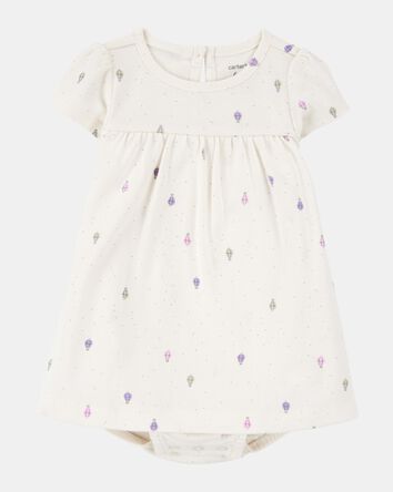 Baby 2-Piece Bodysuit Dress & Cardigan Set - Purple/White, 