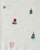 Toddler Girl Christmas Tree Print Long-Sleeve Dress, image 3 of 4 slides