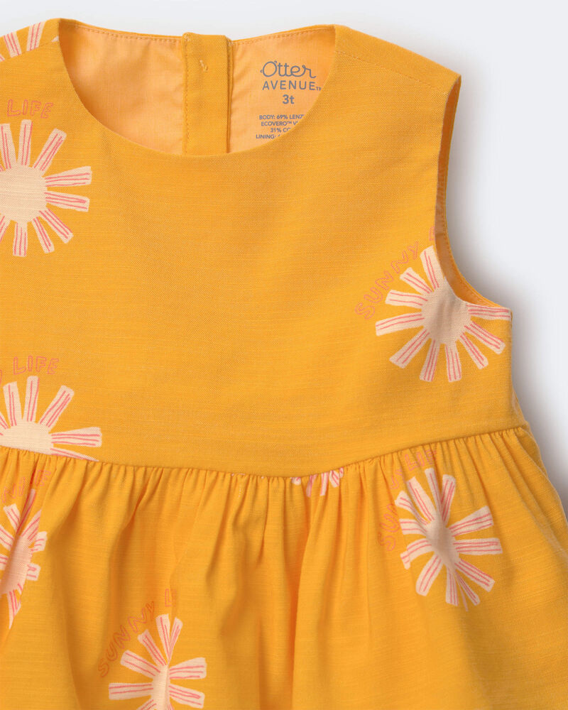 Toddler Girl Peplum Top in Sunny Life Print - Golden Yellow, image 5 of 5 slides