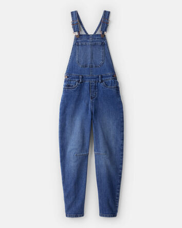 Girls Denim Sleeveless Overalls - Blue, 