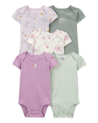 Baby 5-Pack Floral Short-Sleeve Bodysuits, image 1 of 8 slides