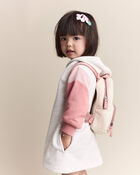 Toddler Girl Colorblock Long-Sleeve Hooded Sweatshirt Dress - Light Heather Grey, image 1 of 7 slides