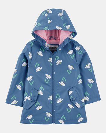 Toddler Girl Color Changing Rain Jacket - Navy, 