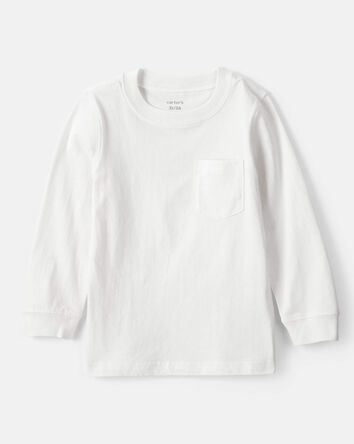 Toddler Boy Long-Sleeve Pocket Tee - White, 