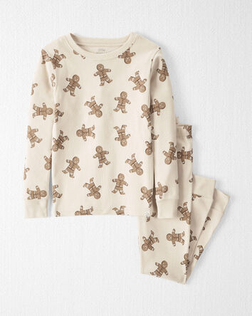 Kid Organic Cotton Pajamas Set in Gingerbread Man Print, 