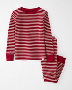 Toddler Organic Cotton Striped Waffle Knit Pajamas, image 1 of 4 slides