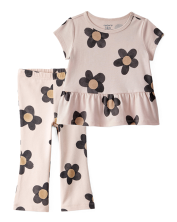Toddler Girl 2-Piece Flower Print Top & Floral Leggings Set - Multi, 