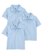 Toddler 3-Pack Pique Uniform Polo Shirts - Blue, image 1 of 3 slides