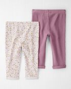 Baby Girl 2-Pack Organic Cotton Rib Leggings, image 2 of 6 slides